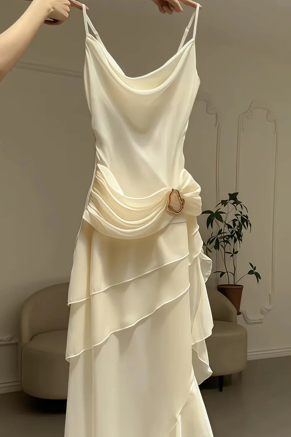 Charming A Line Spaghetti Straps Blue Prom Dress with Asymmetrical Ruffles