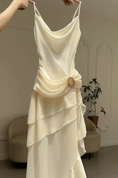 Charming A Line Spaghetti Straps Blue Prom Dress with Asymmetrical Ruffles