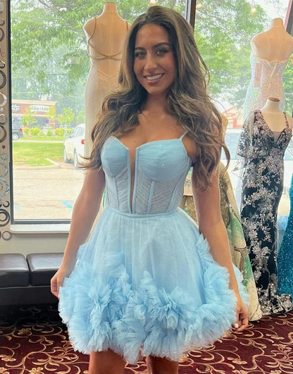 Charming Hot Pink A-Line Lace Up Tulle Homecoming Dress