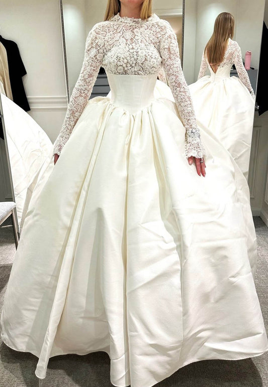 Charming Long Sleeves High Neck A-Line Wedding Dress
