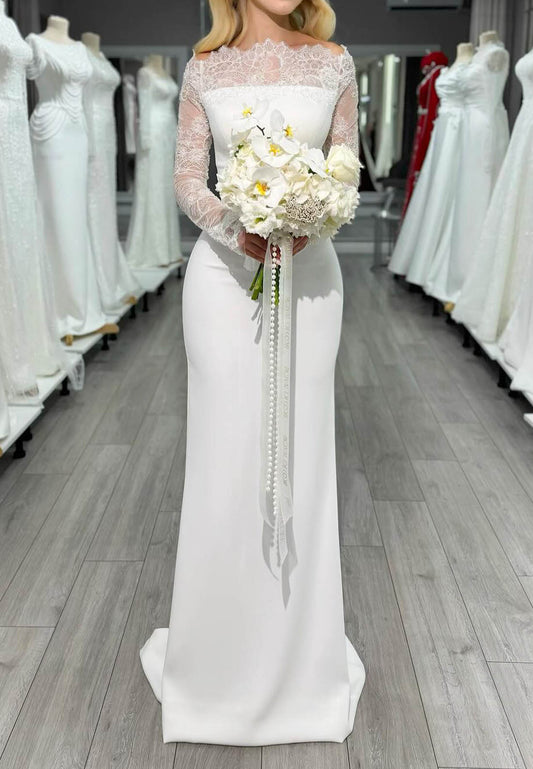 Charming Long Sleeves Satin Wedding Dress