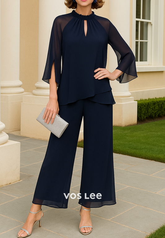 Gorgeous & Charming 3/4 Sleeve Scoop Party Mother of Bride Pantsuit