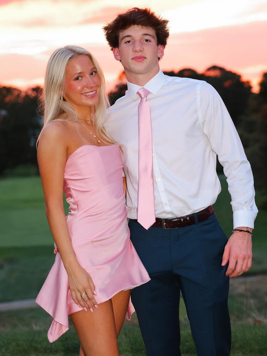 Cute A Line Strapless Pink Satin Short Homecoming Dress