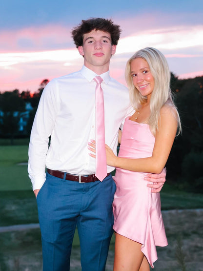 Cute A Line Strapless Pink Satin Short Homecoming Dress