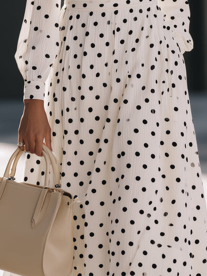 Polka-Dot Elegance Pleated Midi Dress
