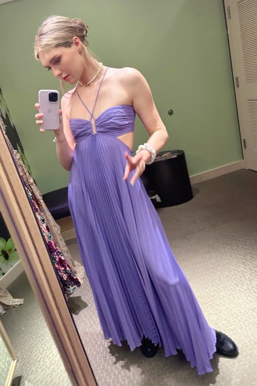 Lavender Chiffon Cutouts A-line Party Dress