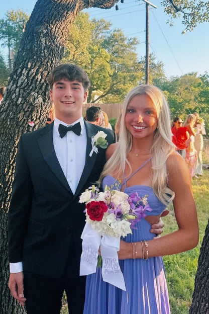 Lavender Chiffon Cutouts A-line Party Dress