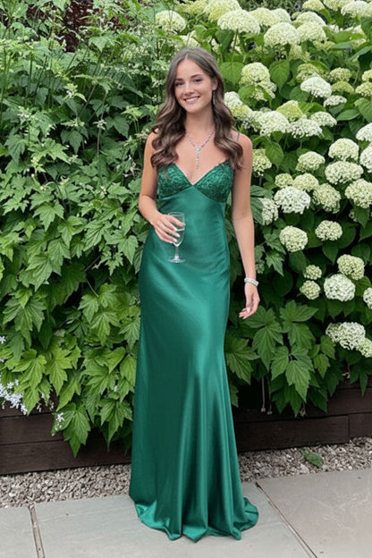 Beaded Purple Soft Satin Sheath Long Dress