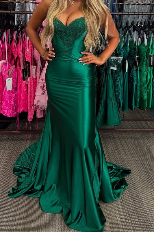 Forest Green V-Neck Bodycon Mermaid Dress