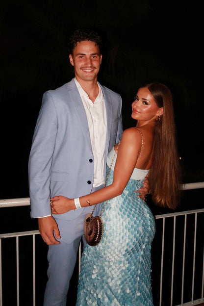 Pink Teardrop Strapless Long Dress