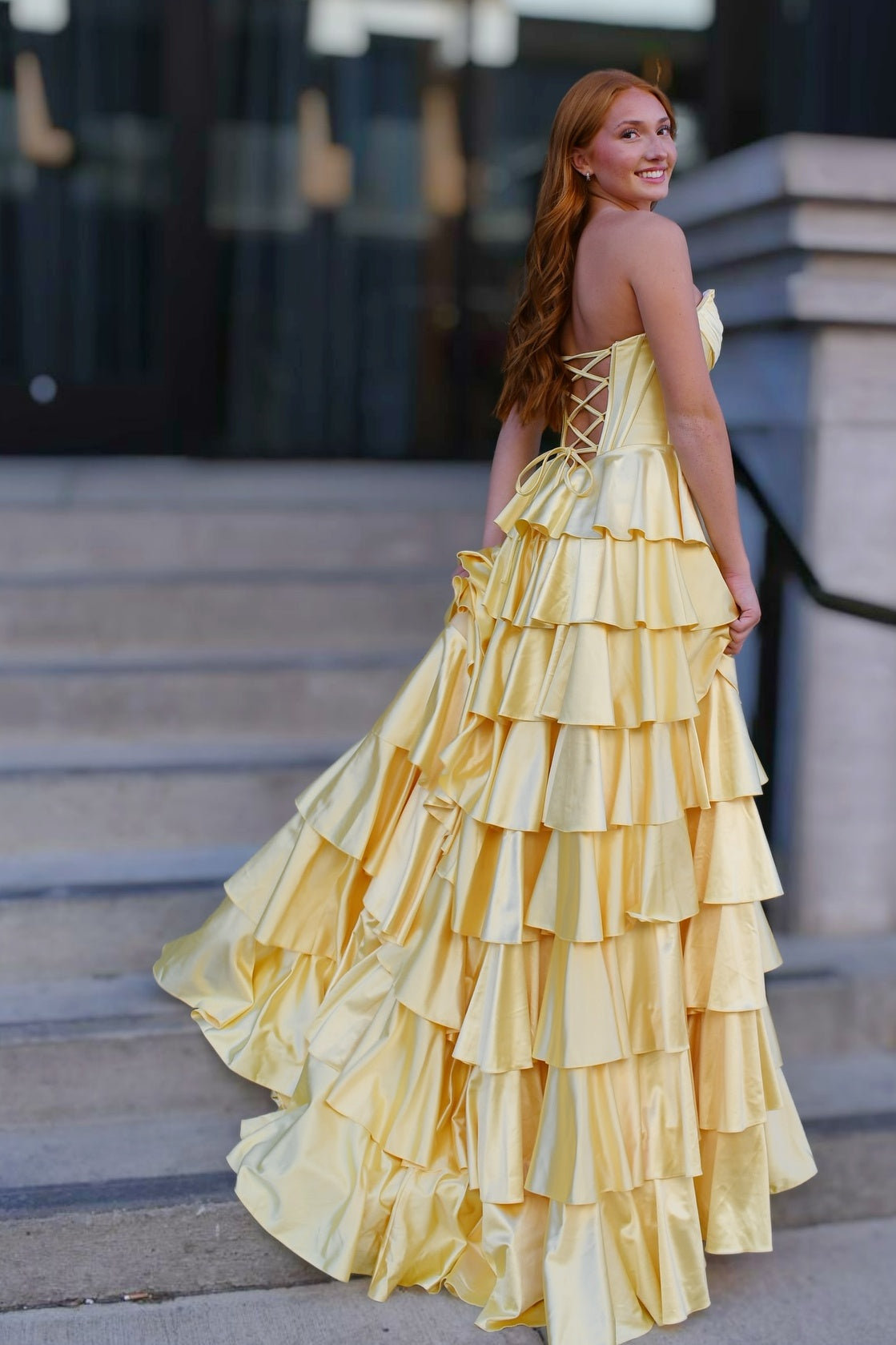 Strapless Side Slit Floor-length Train Long Dress