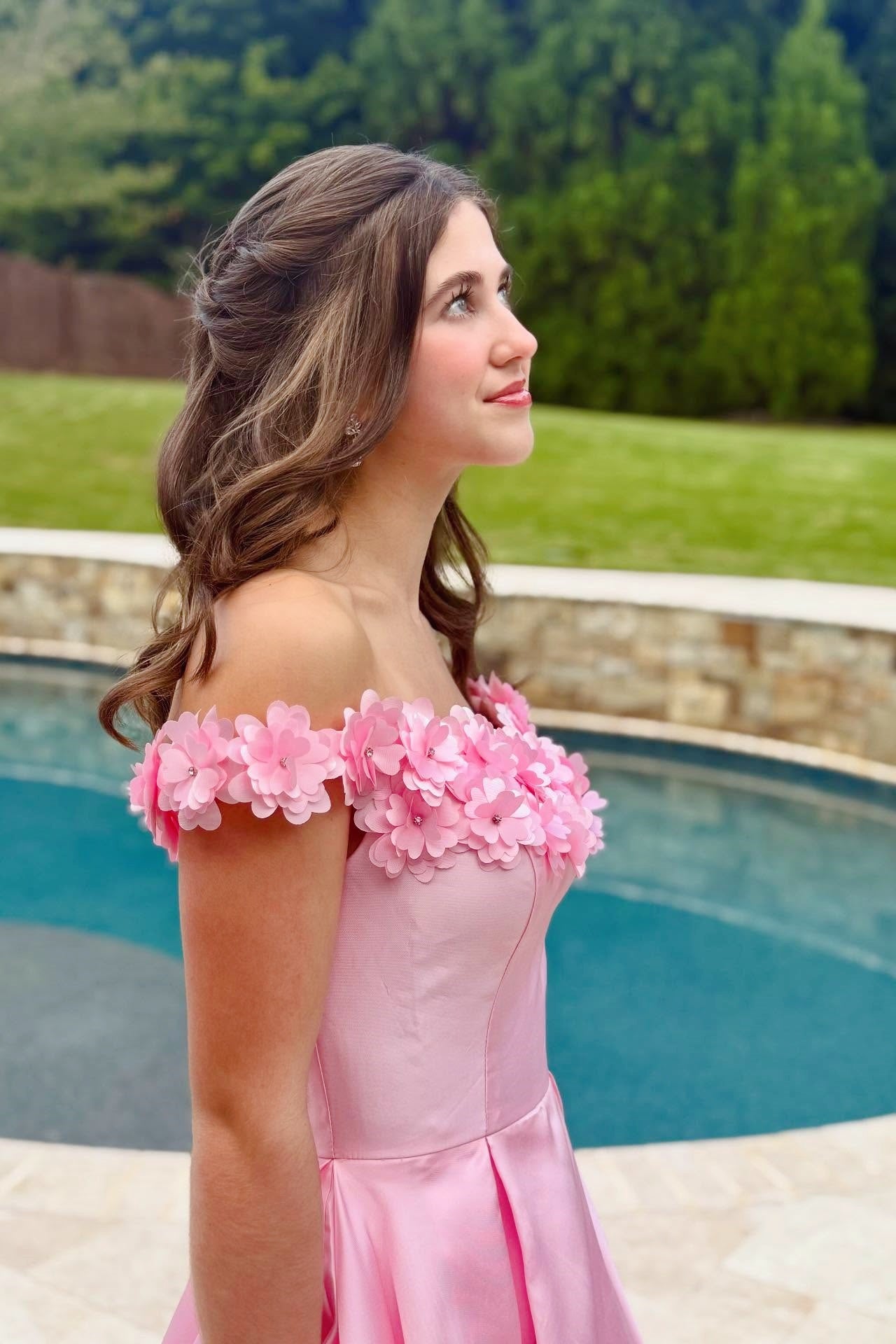 Flower Off-the-shoulder A-line Ball Gown