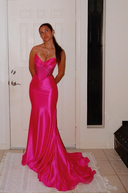 Blue Beaded Corset Mermaid Long Dress