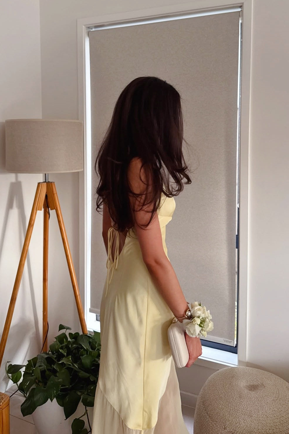 Yellow Sweetheart Mesh Panels Long A-line Prom Dress
