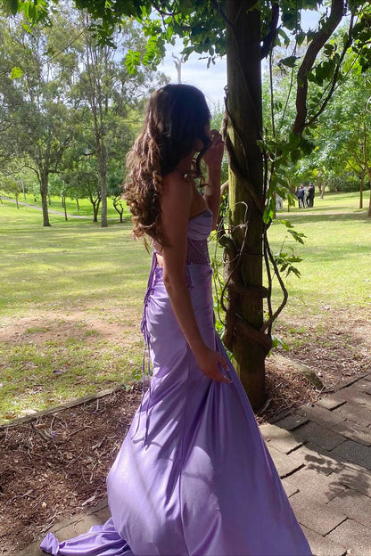 Strapless Beaded Mesh Mermaid Prom Dress