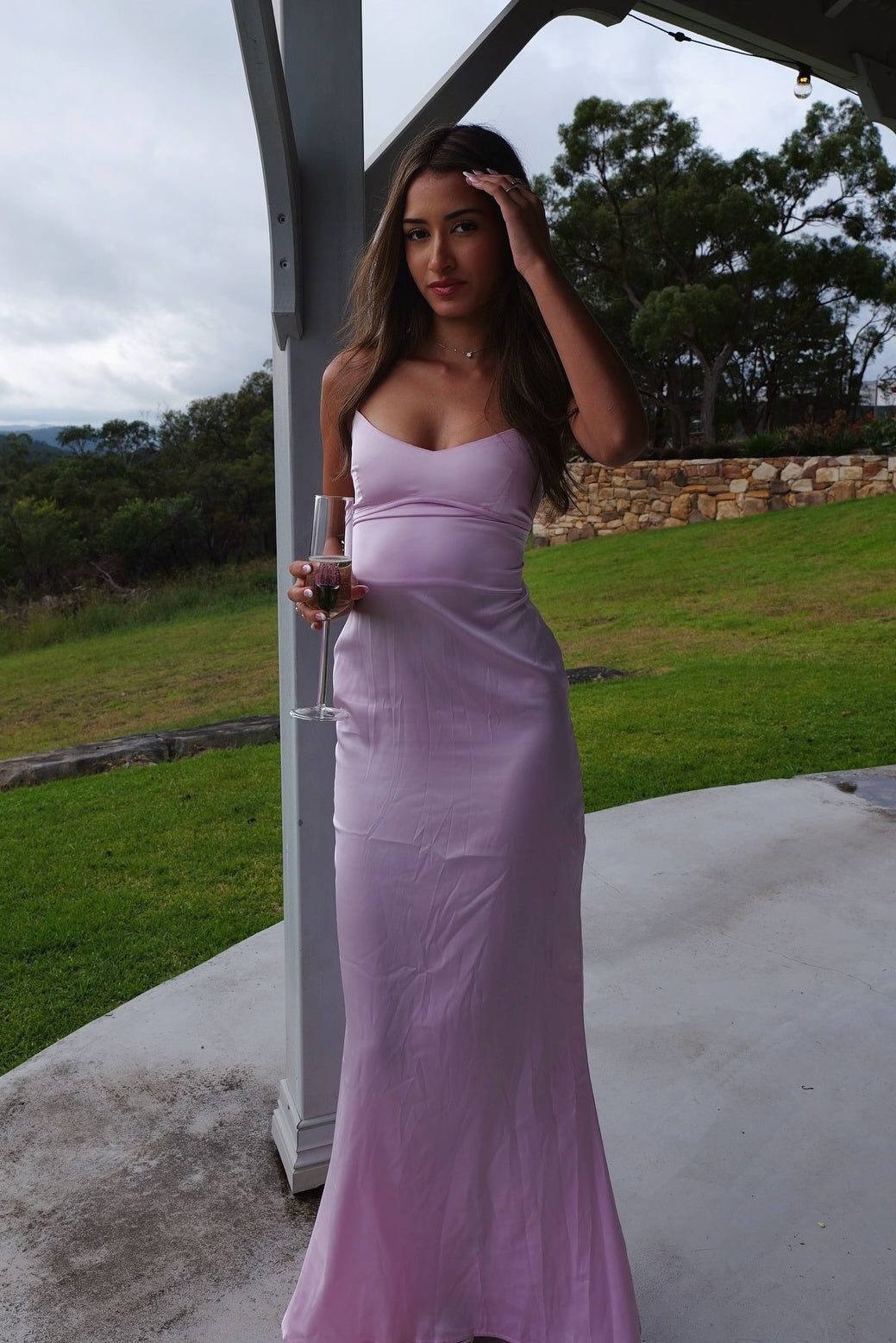 Spaghetti Straps A-line Pink Long Satin Dress Backless Prom Dress