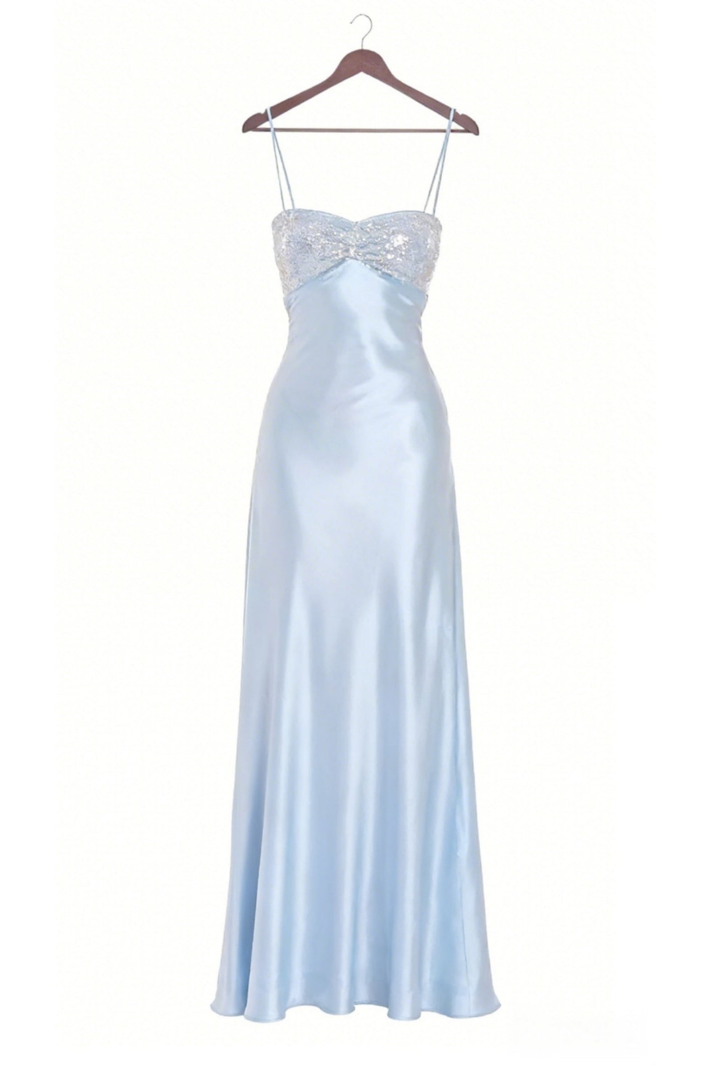 Light Blue Spaghetti Straps Long Backless Dress Prom Dress