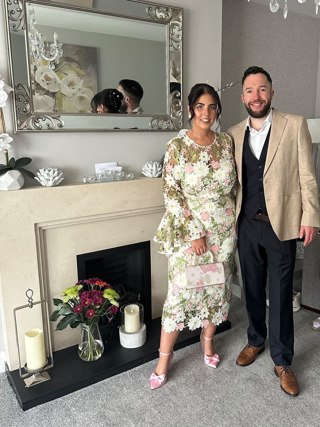 Lace Long Sleeves Scoop Wedding Guest Dress