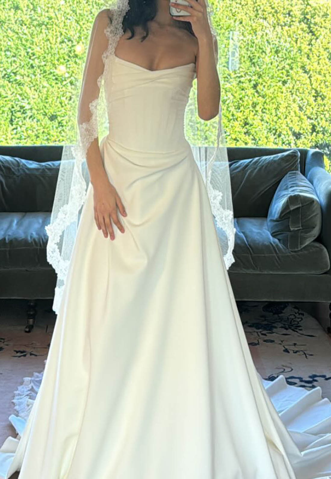 Simple Sleeveless Strapless Ruched Wedding Dress
