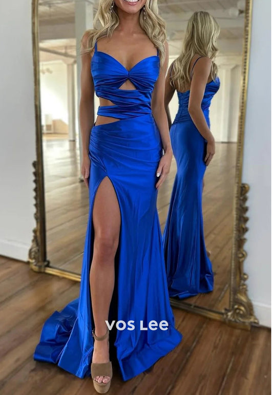 Classic & Timeless Spaghetti Straps Sweetheart Mermaid Prom Dresses with Side Split