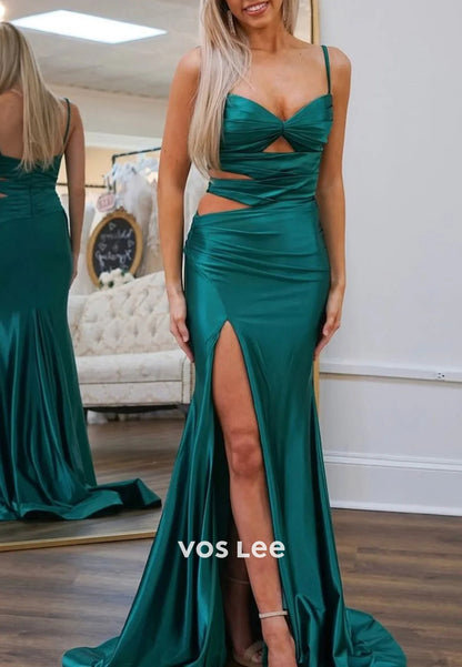 Classic & Timeless Spaghetti Straps Sweetheart Mermaid Prom Dresses with Side Split
