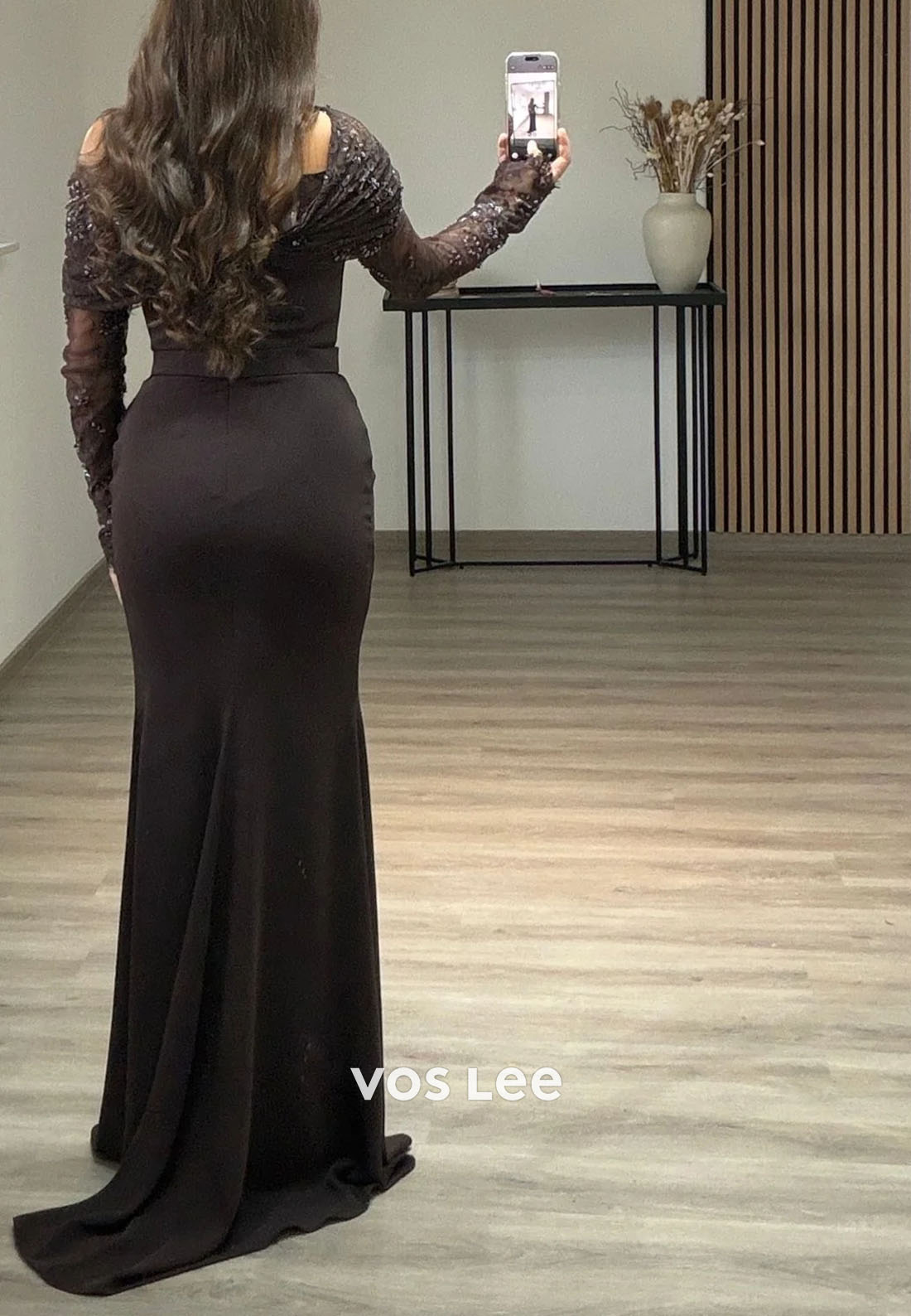 Elegant Off the Shoulder Bead Sequins Lace Long Sleeve Sheath Evening Gowns