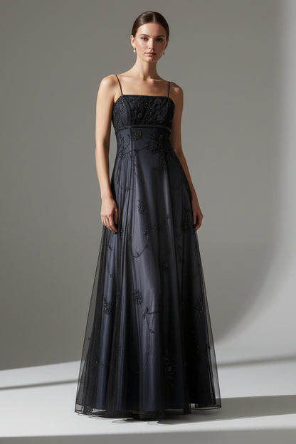 Vintage Blue Backless Beaded Prom Dress