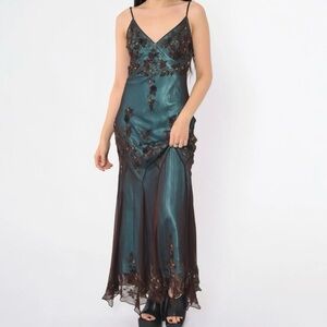 Elegant Evening Dress Spaghetti Straps Coffee Chiffon Long Prom Dresses with Beading