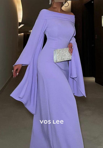 Elegant & Luxurious Long Sleeve Off the Shoulder Mermaid Evening Dresses with Train