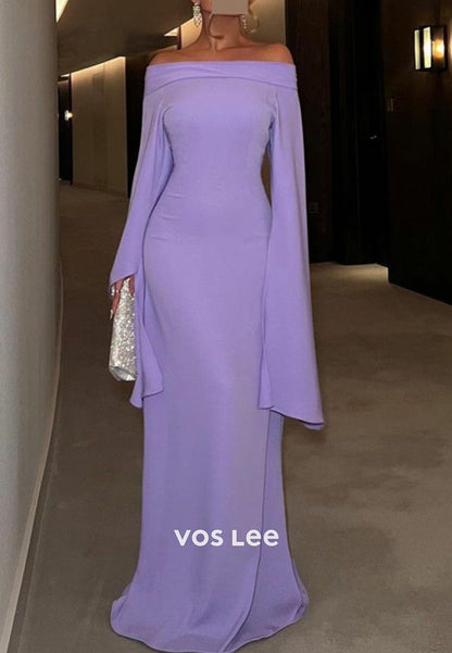 Elegant & Luxurious Long Sleeve Off the Shoulder Mermaid Evening Dresses with Train