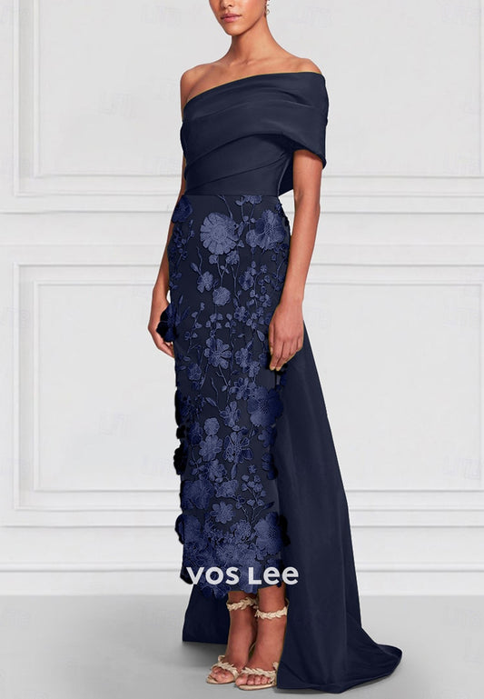 Simple & Casual One Shoulder Appliques Pleated Mermaid Evening Dresses