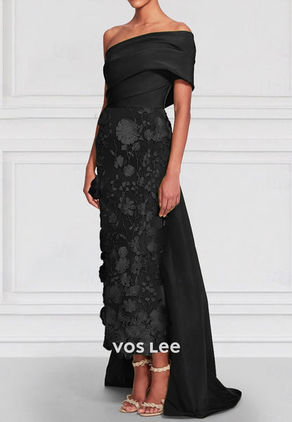 Simple & Casual One Shoulder Appliques Pleated Mermaid Evening Dresses