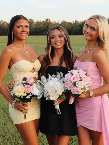 Fitted Sheath Sweetheart Yellow Short Homecoming Dress with Keyhole