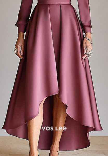 Formal Wedding Dress Purple Satin Midi Dress Mother of the Bride