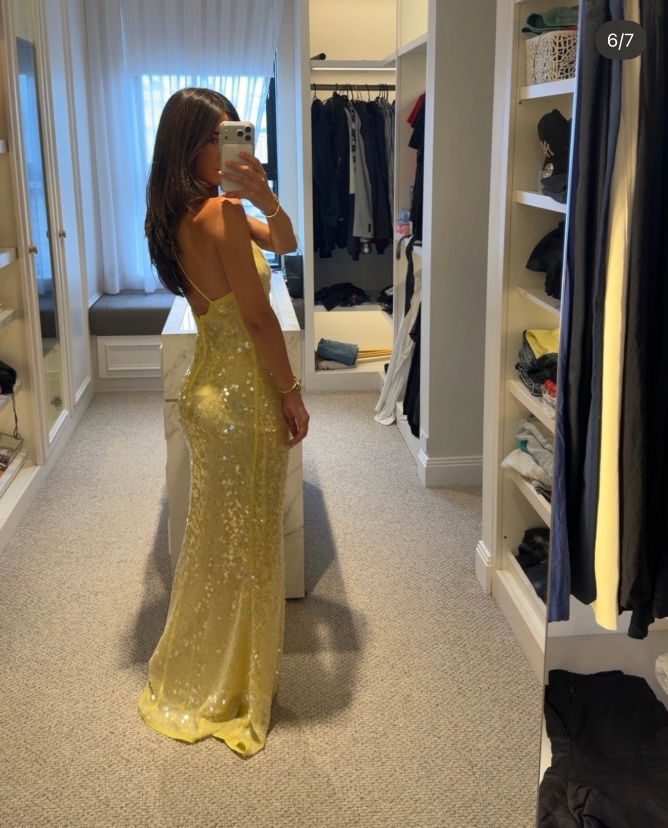 Sunshine Yellow Sequin Mermaid Gown – Disco Glamour for Night Events