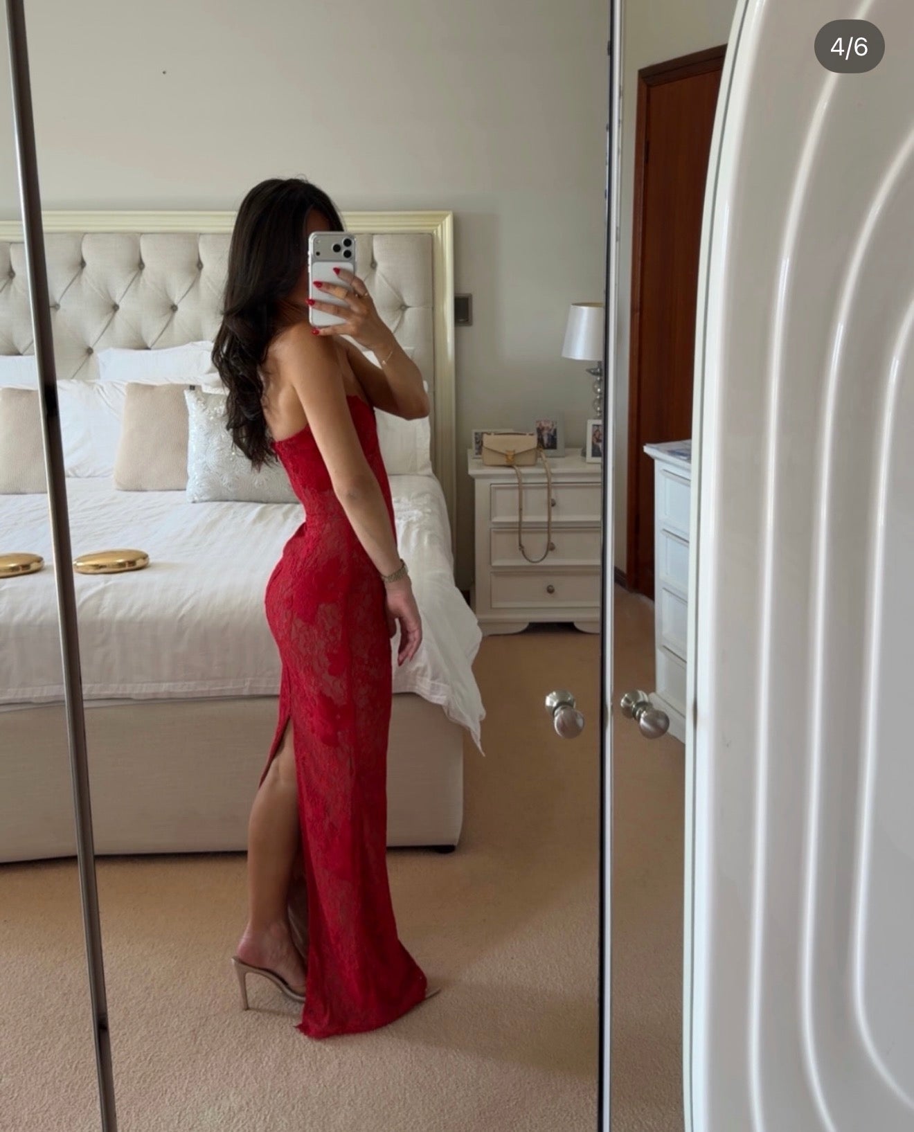 Sexy Strapless Lace Maxi Dress – Floor-Length Red Corset Prom Gown