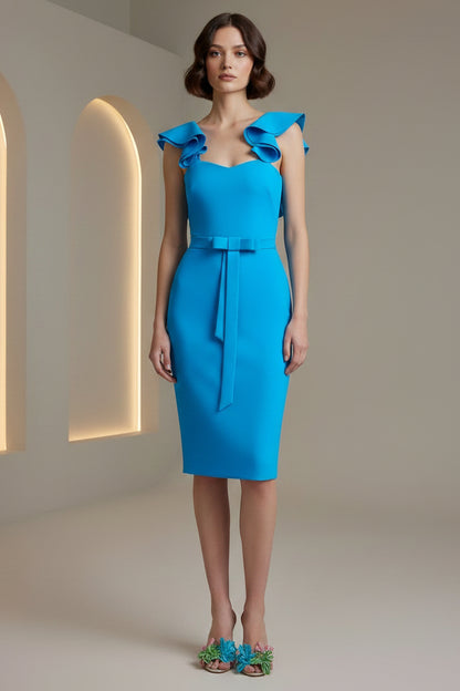 Sheath Tea-Length Wedding Guest Dress