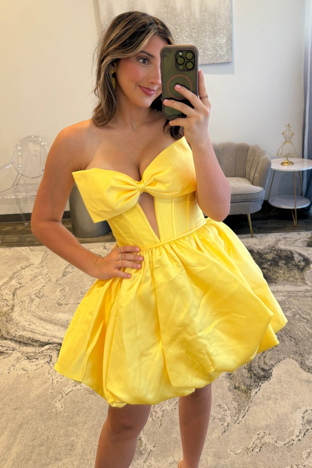 Chic A Line Strapless Red Corset Homecoming Dress with Bowknot