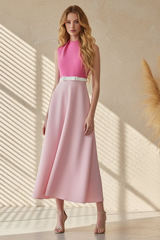 Column High Neck Floor-Length Wedding Guest Dress