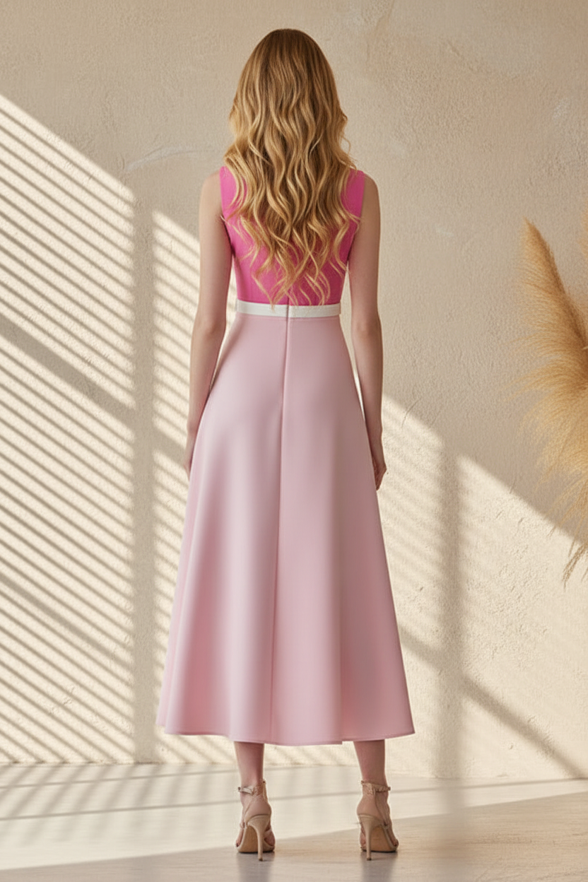 Column High Neck Floor-Length Wedding Guest Dress