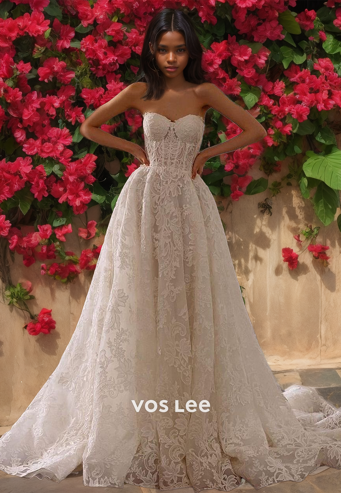 Luxury Sweetheart A-Line Sleeveless Zipper Lace Appliques Court Train Wedding Dress