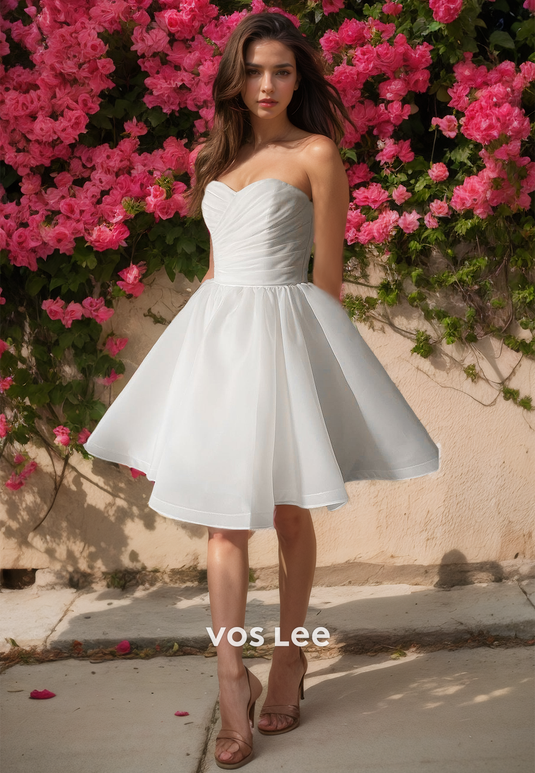 Modest Sweetheart A-Line Sleeves Back Zipper Short Pleated Satin Wedding Guest Dress