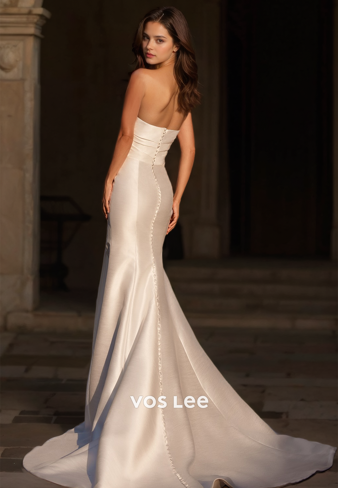 Modest Sweetheart Sheath Sleeveless Side Split Ruched Zipper Sweep Train Satin Wedding Gown