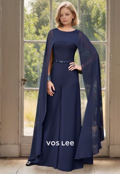 Elegant Column Scoop Neck Sleeveless Floor Length Mother of the Bride Dress