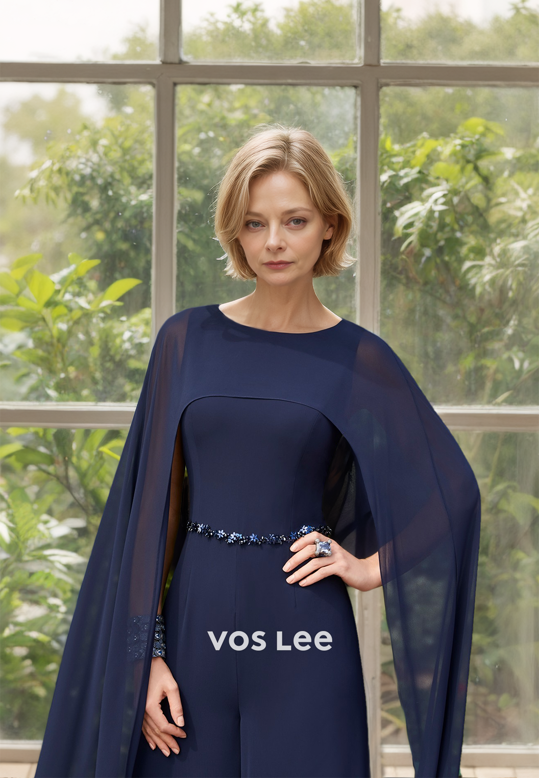 Elegant Column Scoop Neck Sleeveless Floor Length Mother of the Bride Dress