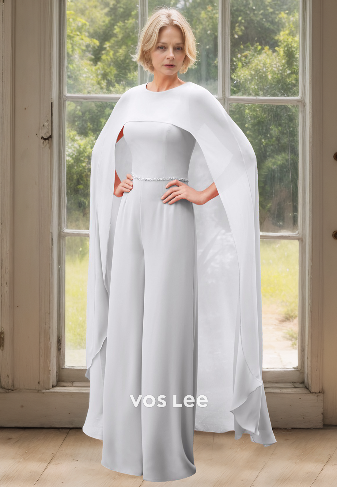 Elegant Column Scoop Neck Sleeveless Floor Length Mother of the Bride Dress