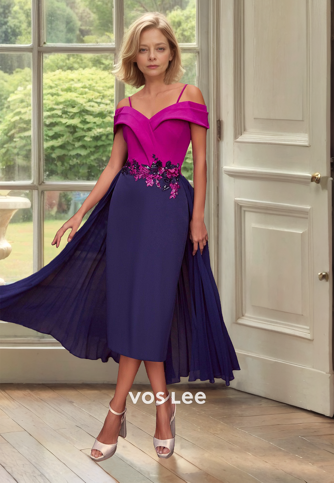 off shoulder spaghetti strap dress Column Off Shoulder Spaghetti Straps Lace Appliques Mother of the Brid –  VOS LEE