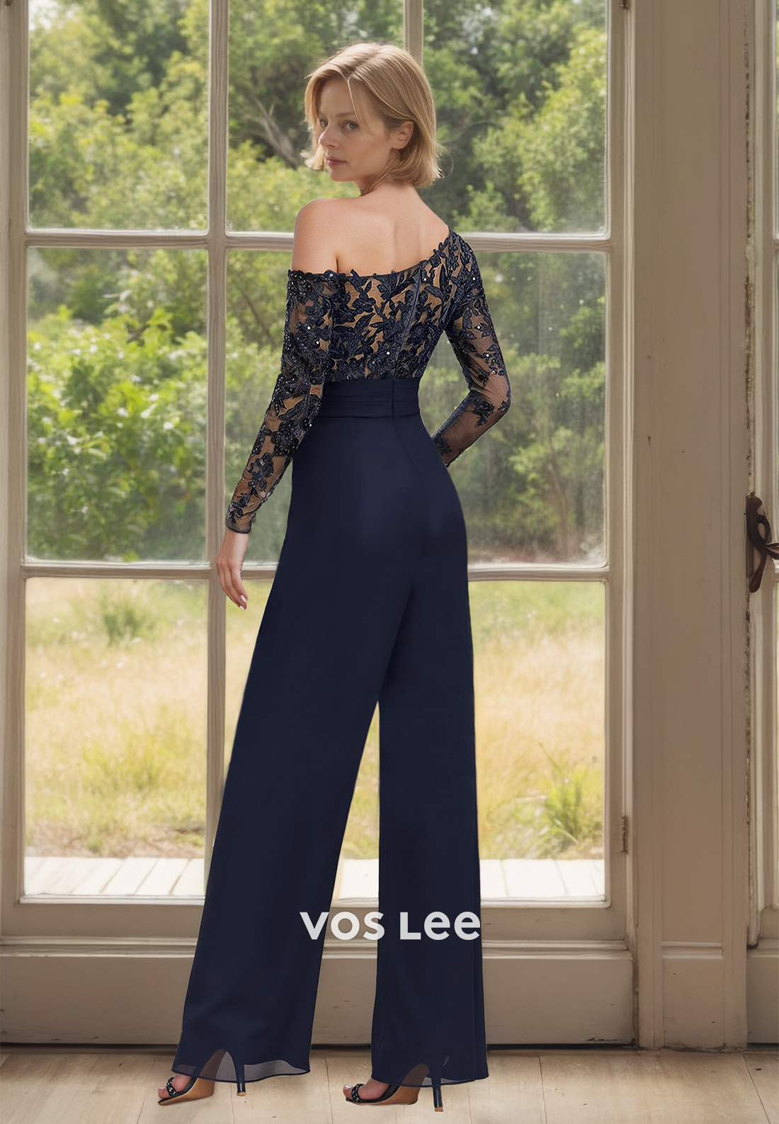 Unique Jumpsuits One Shoulder Lace Appliques Mother of the Formal Dress