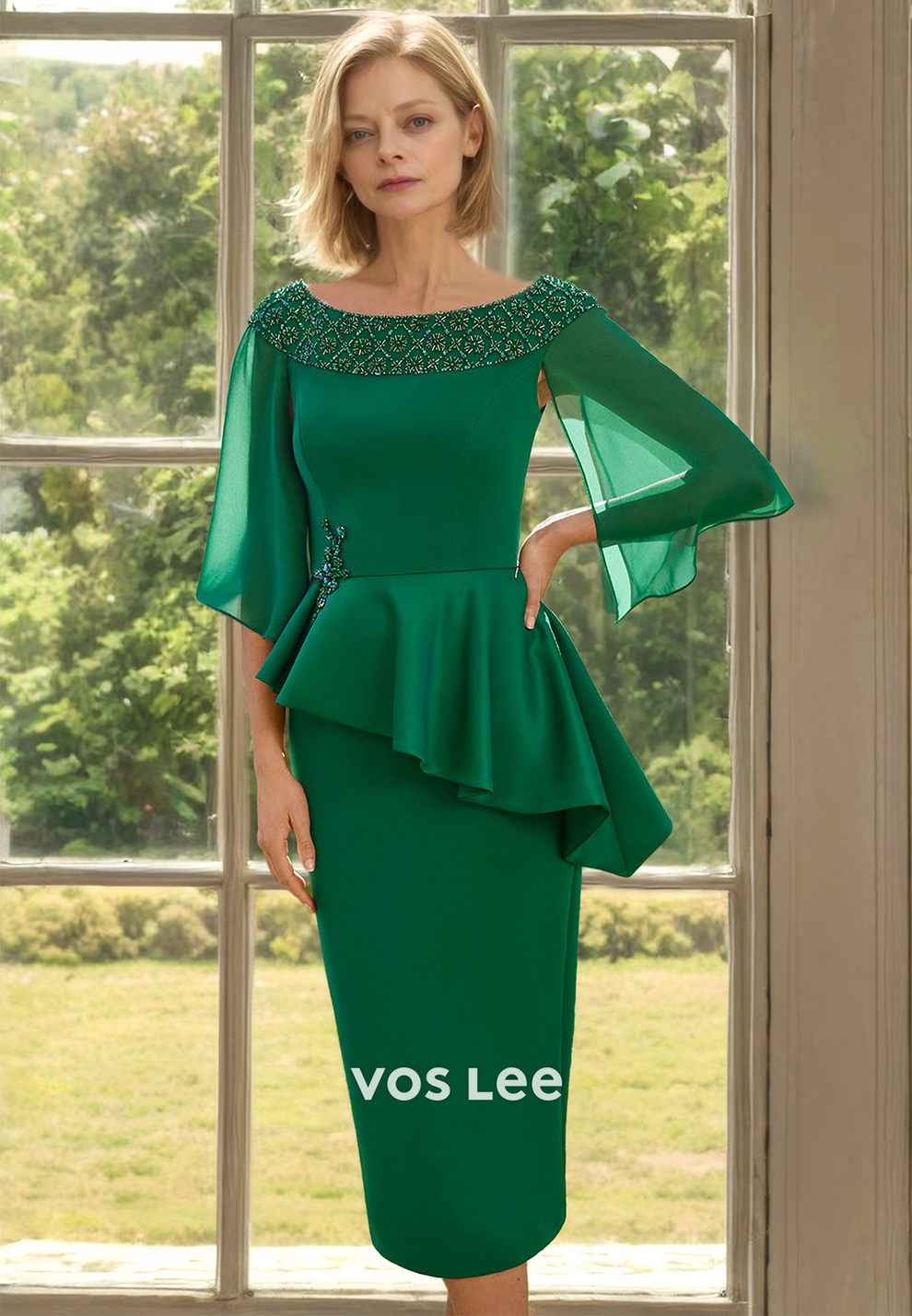 Sheath Scoop Neckline Knee-Length Dress Peacock main image 1