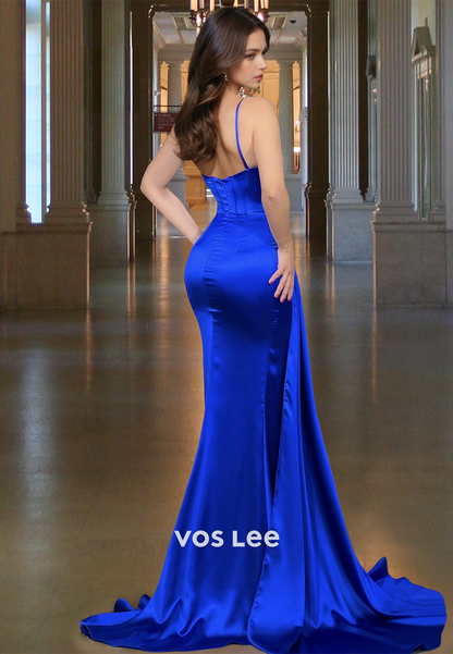 Charming Sheath V Neck Back Zipper Mermaid Sequins Satin Prom Pageant Dress